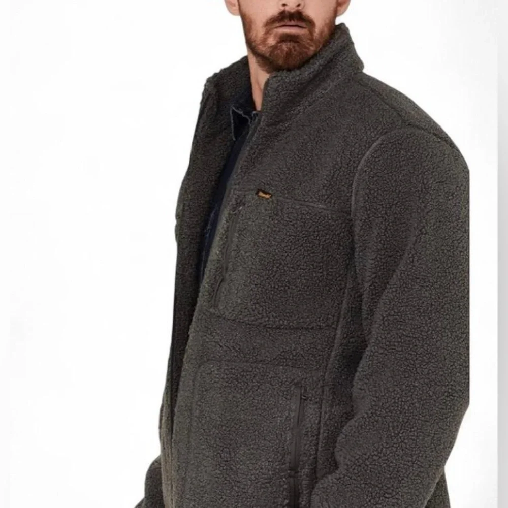Wrangler Men's Multi-Pocket Sherpa Jacket Charcoal Size XXL Full Zip Heavyweight